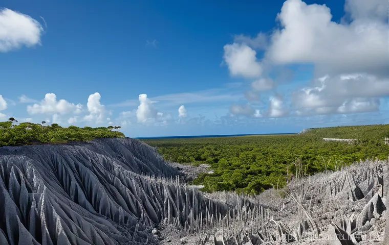 나우루 지속가능성 문제 - **Prompt:** A desolate, stark landscape of Nauru, showcasing the extensive environmental damage left...